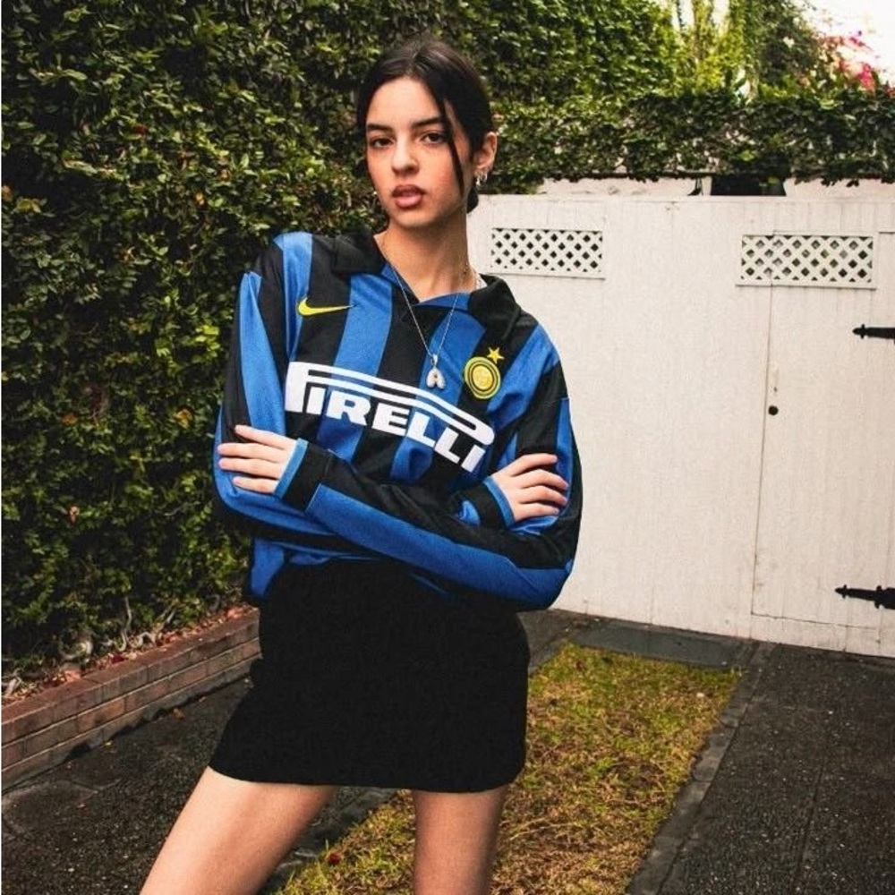 Inter Milan 2000 2001 Vintage Home Soccer Jersey Pirelli Football Shirt Nike